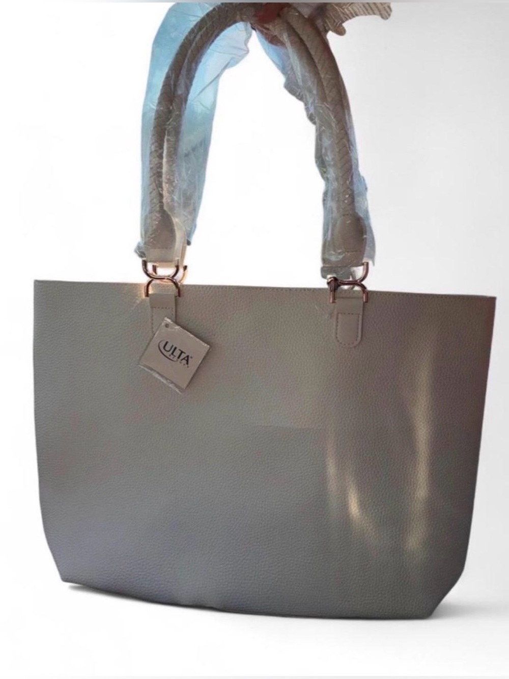 Ulta Beauty Pebbled Tote in Light Gray